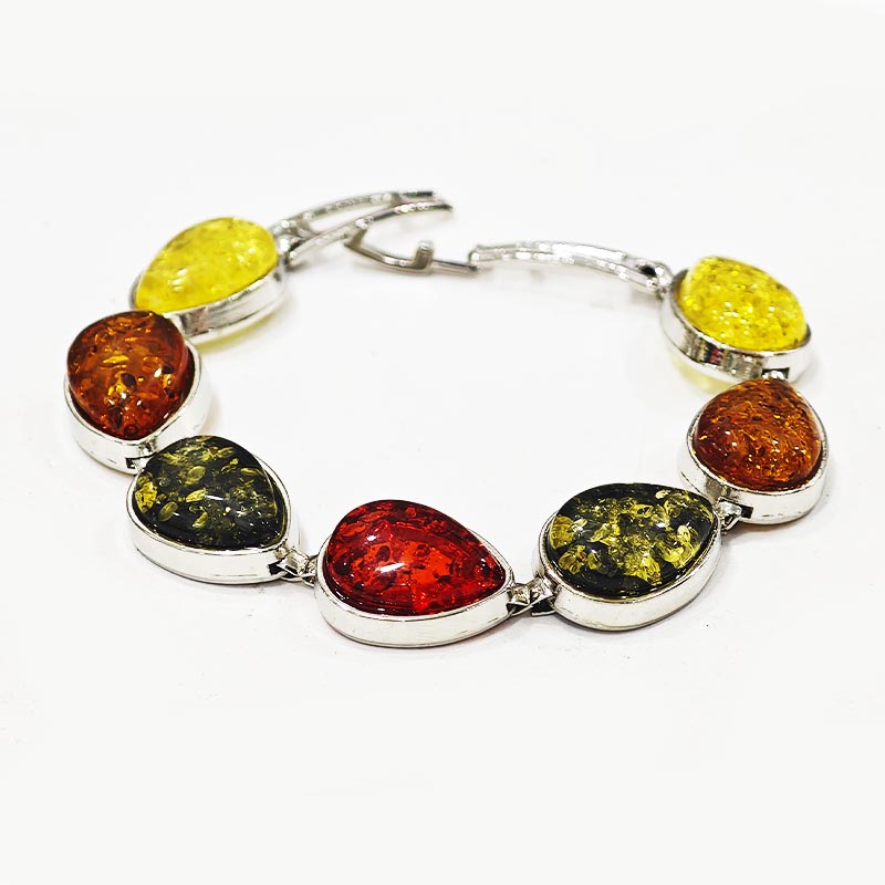 Браслет Янтарь в металле 21см и номер (2)